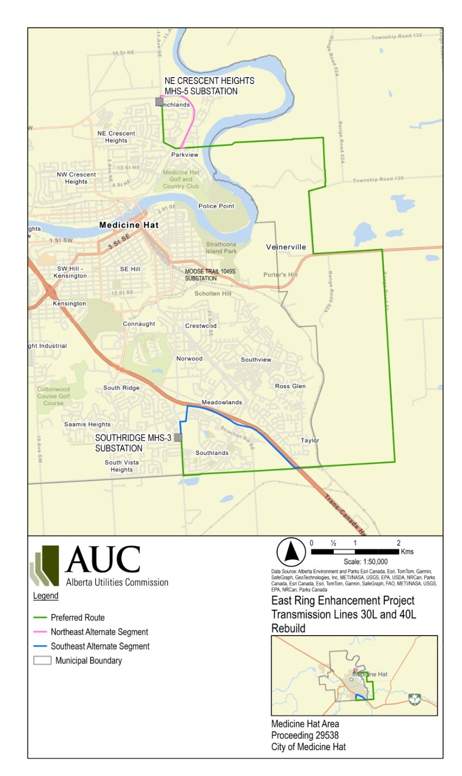 Map images showing proposed location of the project in the Medicine Hat area. 